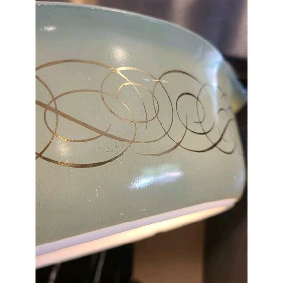 Pyrex 1958 Sage Green w Golden Scroll (045) Casserole 2½ Quart *NO LID | GUC - Picture 8 of 16